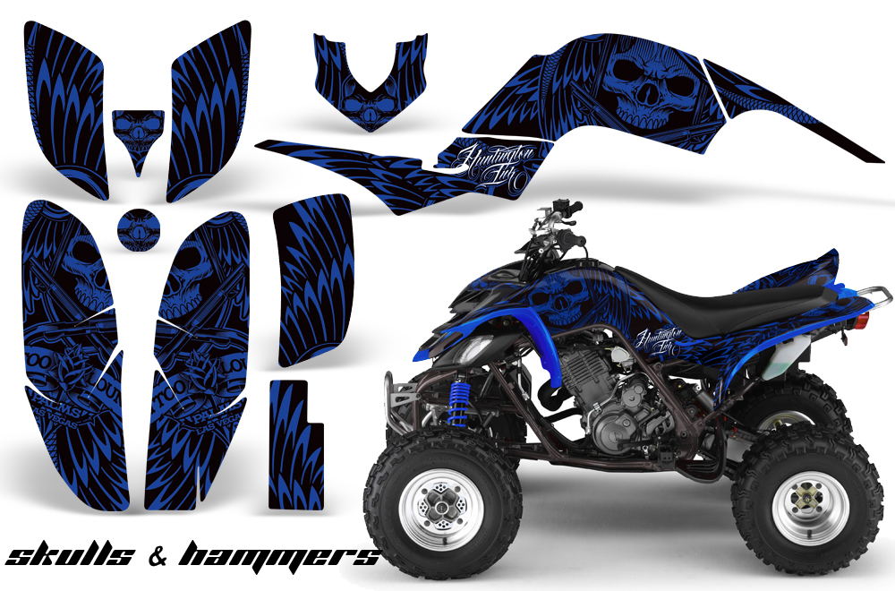 Yamaha Raptor 660 Graphics HI Skulls&Hammers Blue